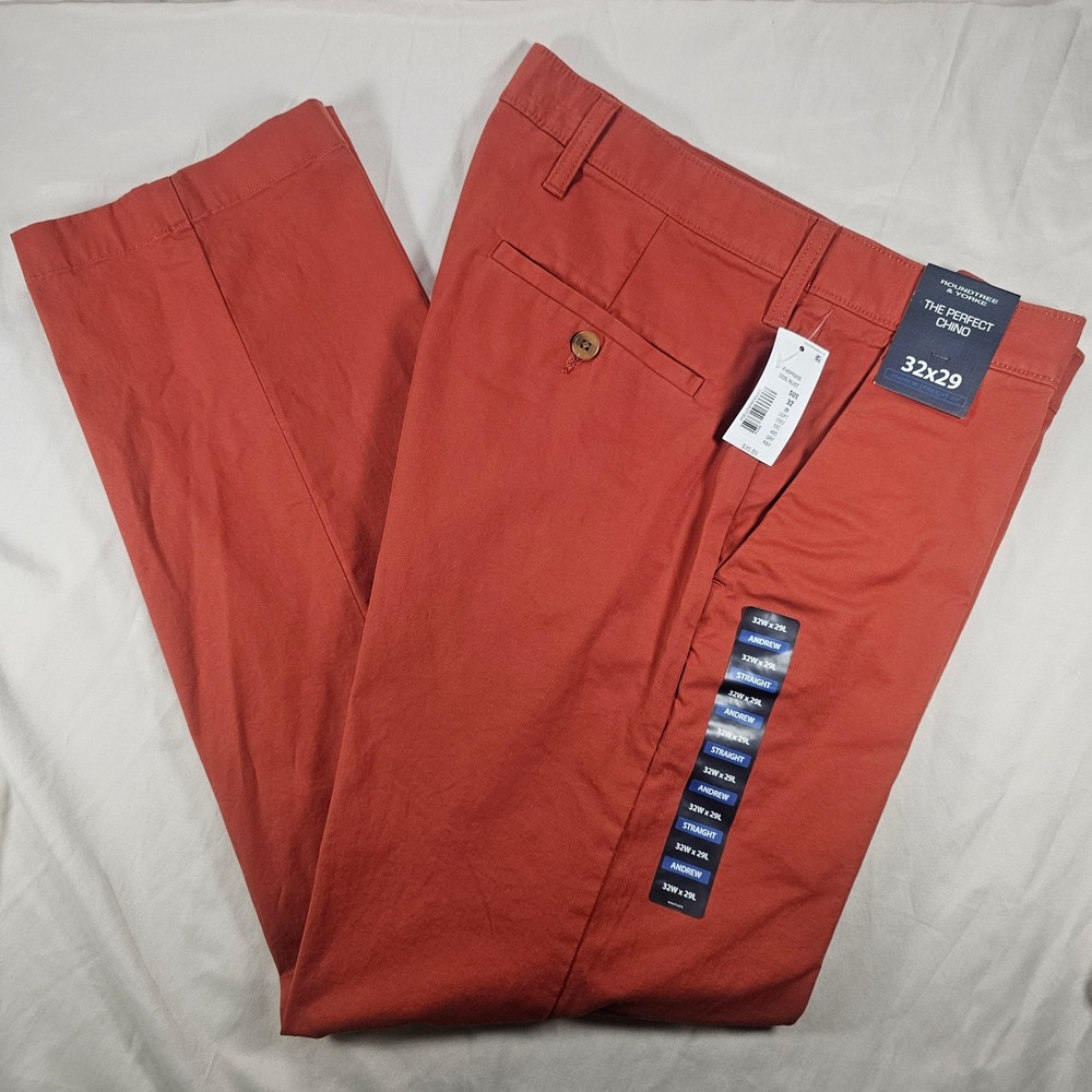 Roundtree & Yorke 32x29 Rust Orange Perfect Chino Andrew Straight Pant NWT 1651